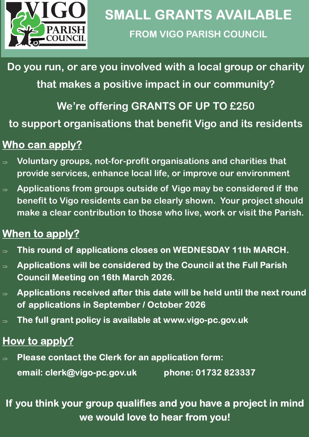 Grant Funding Available